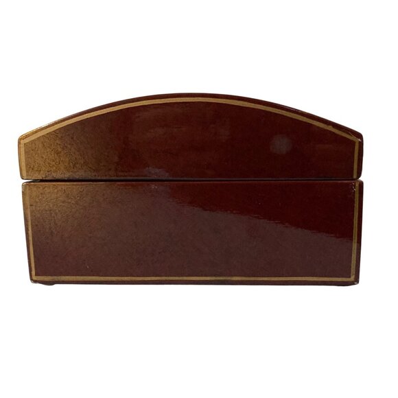 Vintage Floral Lacquered Wooden Jewelry Box With Hinged Lid And Orchid Design - Picture 5 of 9